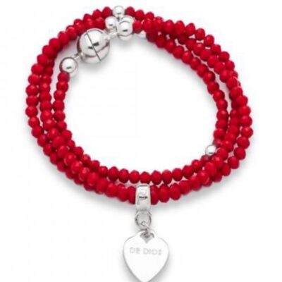 Pulsera 3 Vueltas Cristal y Plata Cierre Imán.