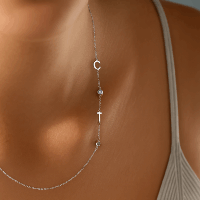 Chocker Double Cubic and Initals Plata 925