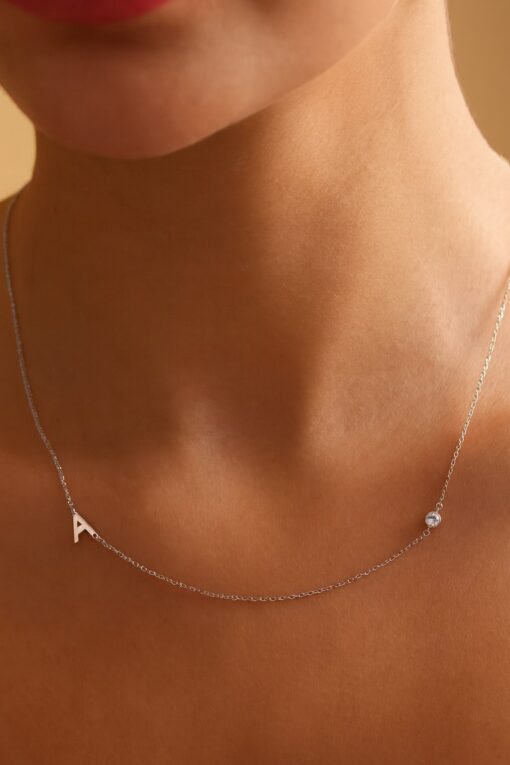 Chocker Side Shine and Initial Plata 925 - Imagen 2
