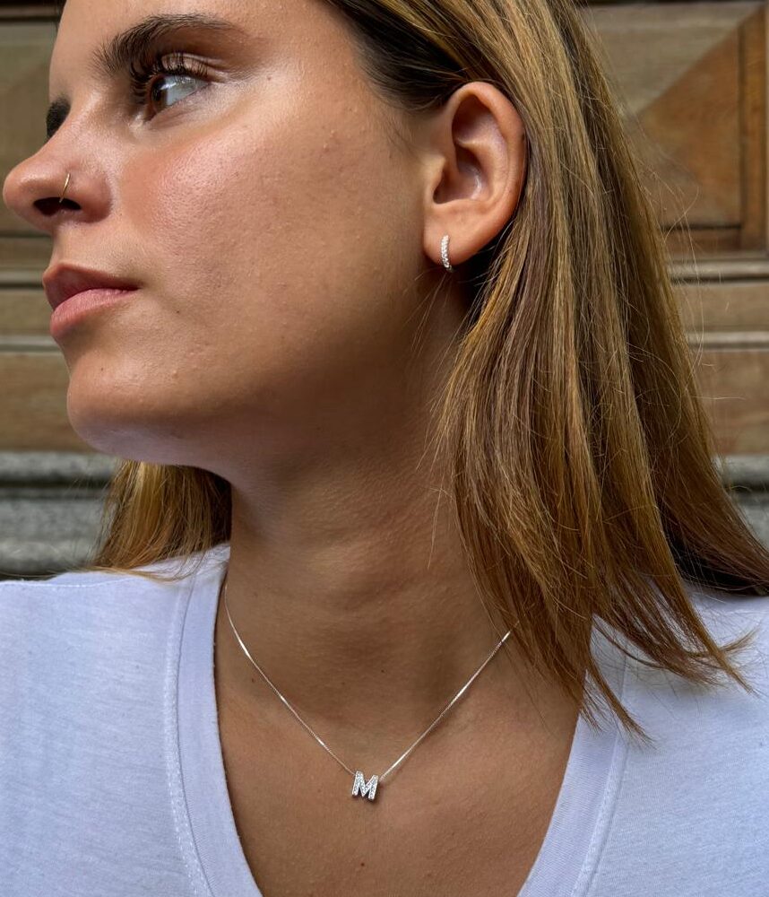 Conjunto Rita: Inicial pasante paveé + Aros circulares Paveé